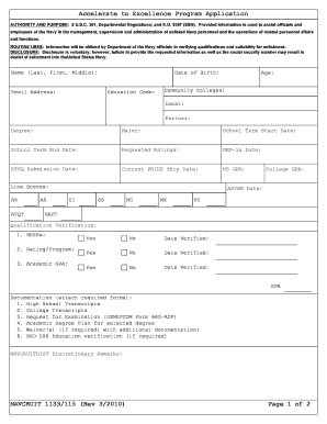 Accelerate to Excellence Program Application