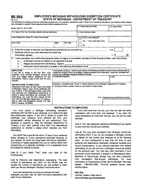 Michigan Withholding Exemption Certificate