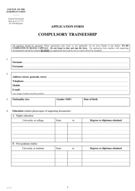 EU Compulsory Traineeship Application Form