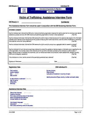Victim of Trafficking Assistance Interview Form