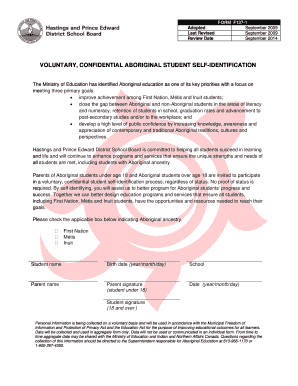 Aboriginal Student Self-Identification Form