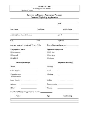 Income Eligibility Application