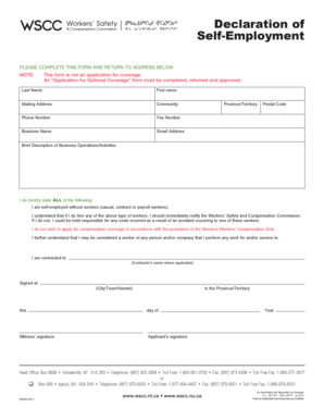 Declaration of Self-Employment Form