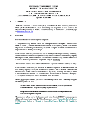 US Magistrate Judge Consent Form
