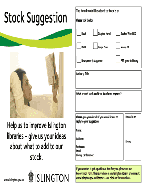 Library Stock Suggestion Form