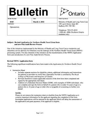 Revised Application for Northern Health Travel Grant Form ... - Ontario - health gov on