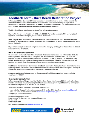 Feedback form: Kirra Beach Restoration Project (PDF, 127K)