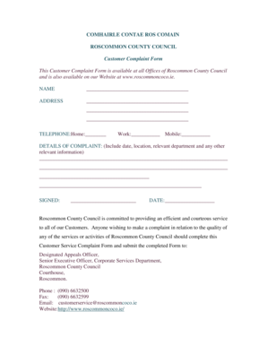 Customer Complaint Form.pdf - Roscommon County Council