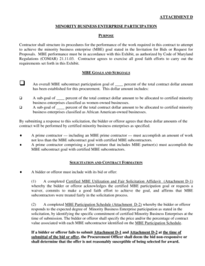 Minority Business Enterprise Participation Form