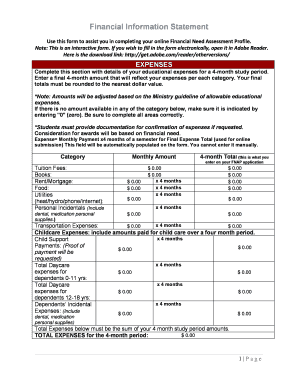 Financial Information Statement