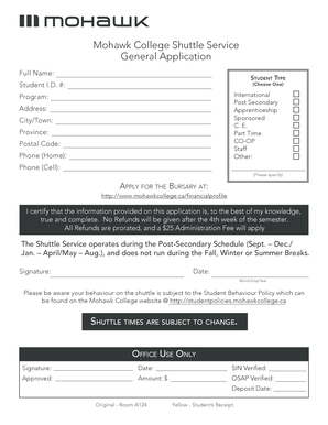 Mohawk College Shuttle Service Application
