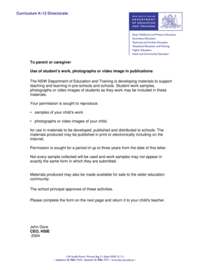 NSW Student Work Permission Form