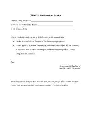 CEED 2013 Certificate from Principal