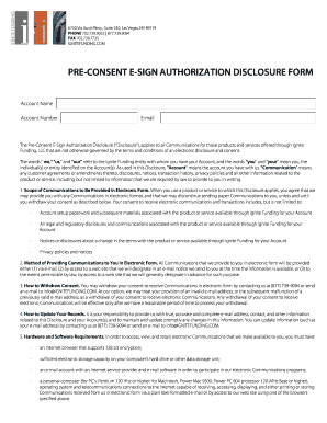 Pre-Consent E-Sign Authorization Disclosure Form