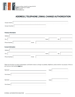 Address Telephone Email Change Authorization