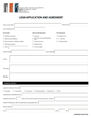 Loan Application and Agreement
