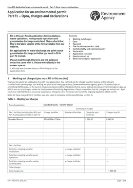Environmental Permit Application Part F1