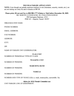 Parade Application - Hawaii Martin Luther King Jr. Coalition