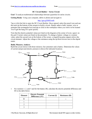 Physics Classroom Circuit Builder Fill Online Printable Fillable Blank Pdffiller