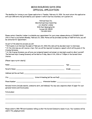 Fillable Online Queen Rules and Entry Form Fax Email Print - pdfFiller