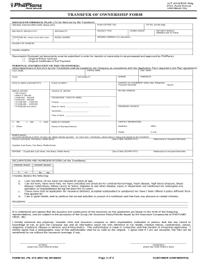 Fillable Online TRANSFER OF OWNERSHIP FORM - bPhilplansb Fax Email ...