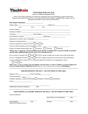 Leave letter format for school - Leave of Absence Form-TSOA-draft4 - bWordPressbbcomb