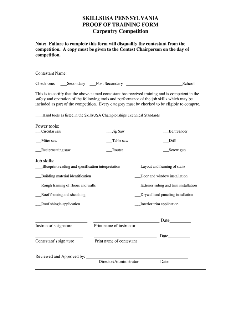 proof of training document Preview on Page 1