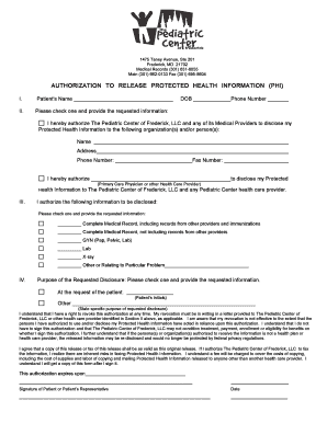 Medical record release form template - 1475 Taney Avenue, Ste 201