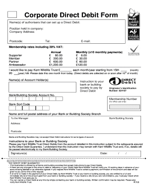 Corporate Direct Debit only Membership Form - kentwildlifetrust org