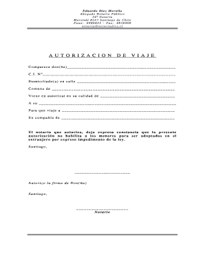 Autorizaci n de Viaje Menor de Edad ( Padre o Madre ) - Notar a Diez