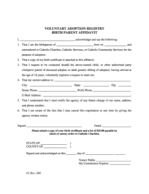 Birth Parent Affidavit