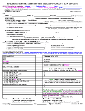 Fillable Online chassstudentaffairs ucr Requirements for bachelor of ...