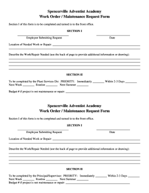 Spencerville Adventist Academy Work Order Maintenance