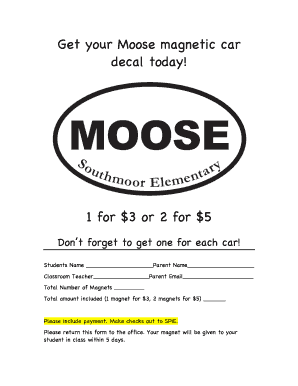 Get your Moose magnetic car decal today - southmoor dpsk12