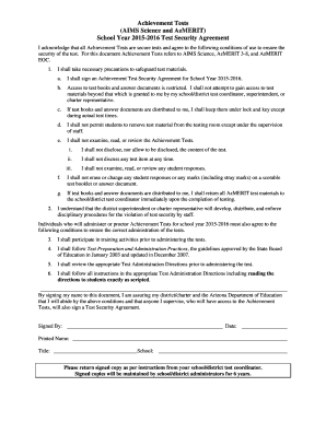 Achievement Test Security Agreement for Staff - Arizona Department ...