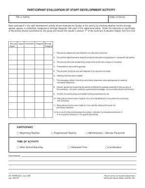 PARTICIPANT EVALUATION OF STAFF DEVELOPMENT ACTIVITY - mitchell k12 ga