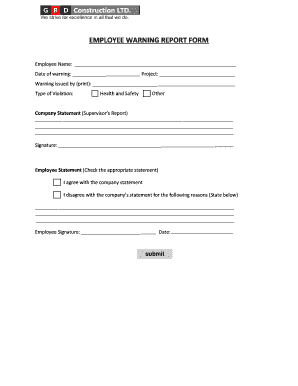 Bemployee warningb report form - GRD construction