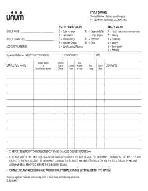 Event proposal template - Unum - Status Change Form.pdf - benefitadvisorygroup