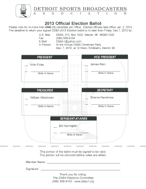 2013 Official Election Ballot - dsba1
