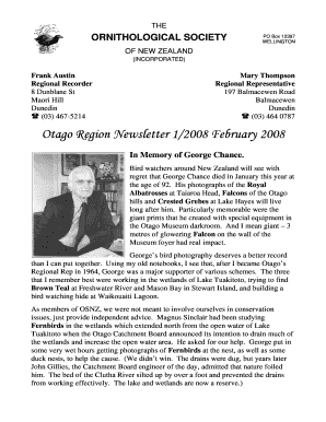 Otago Region Newsletter 1/2008 February 2008 - Birds New Zealand - osnz org
