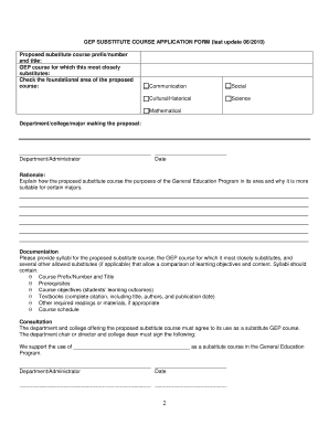 GEP Substitute Course Application Form