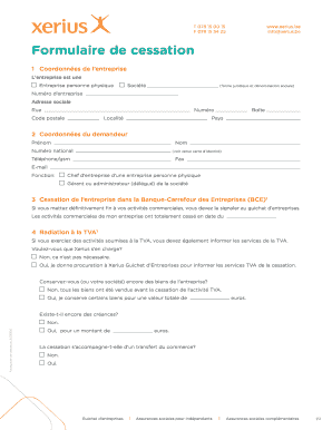 Belgium Business Cessation Form
