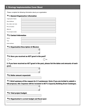 1 ACT 2013 Strategy Implementation Grant LOI Application