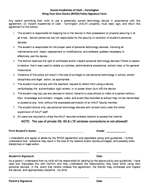 BYOD Signature Form - blogsascentutahorg - blogs ascentutah