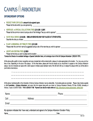 SPONSORSHIP OPTIONS POCKET PARK OR PLAZA amount to be agreed upon