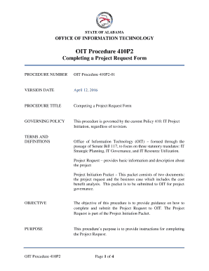 Project plan for grade 6 - BOITb Procedure 410P2 - Completing a Project Request Form