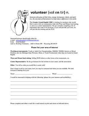 Documentary treatment sample pdf - Volunteer Form - Greater Grand Rapids USBC - grgrusbc