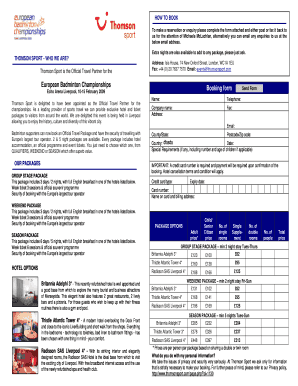 EUROPEAN BADMINTON CHAMPIONSHIPS booking formdoc