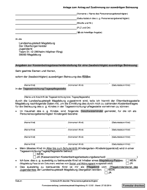 Application for Approval of Out-of-Town Childcare