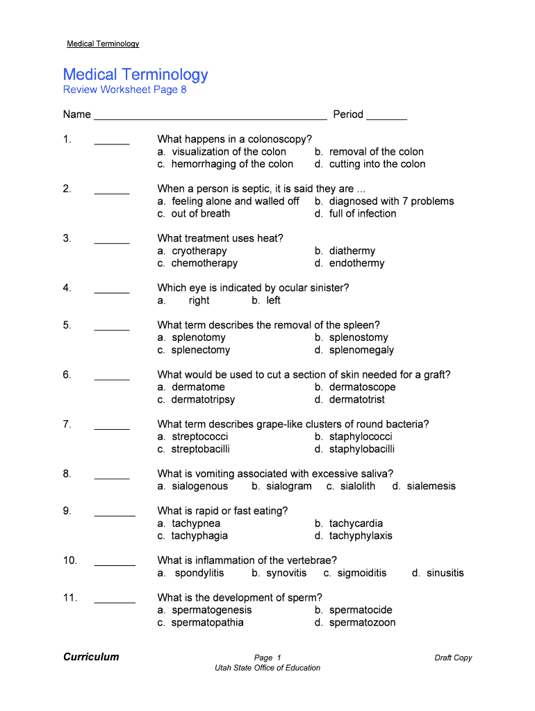 Research8.document Fill On the internet, Printable, Fillable, Blank graphic relating to Printable Medical Terminology Worksheets called Evaluation8.document Fill On the web, Printable, Fillable, Blank
